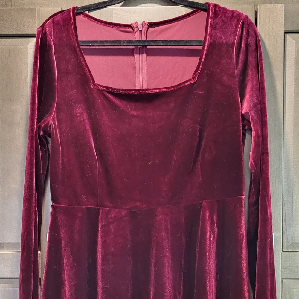 Burgundy velvet a-line dress